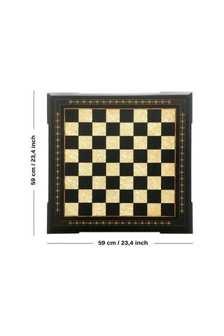 Helena Wood Art El Yapımı Masif Ahşap Sedefli Satranç Tablası 59 x 59 CM