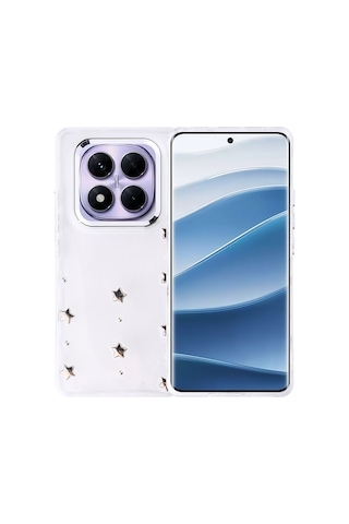 Kilifone - Redmi Note 14 Pro Plus Uyumlu Kılıf Airbag Tasarımlı Simli Şeffaf Kutup Kapak - Lale - T37080
