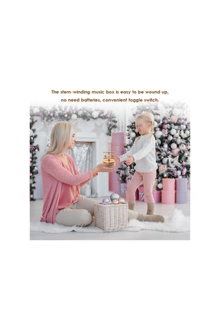 Yunboo Mutlu Ayı Dönen Müzik Kutusu - Noel Şarkılı Kayın Ağacından Yapılmış Hediyelik Ahşap Rengi