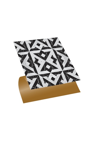 Tink Kendinden Yapışkanlı Siyah-beyaz Desenli Pvc Karo 30x30 Cm