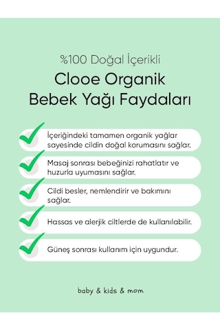 Clooe Organik Bebek Yağı 100ml - 2'li Fırsat Paketi