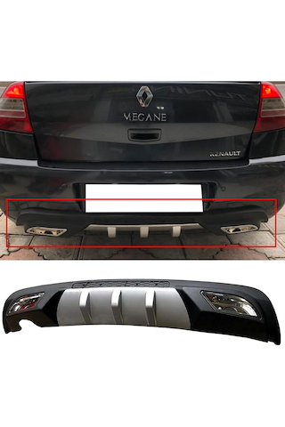 Renault Megane 2 Difüzör Difizör Gri + Kare Egzoz Görünüm C Tip 2002 - 2009