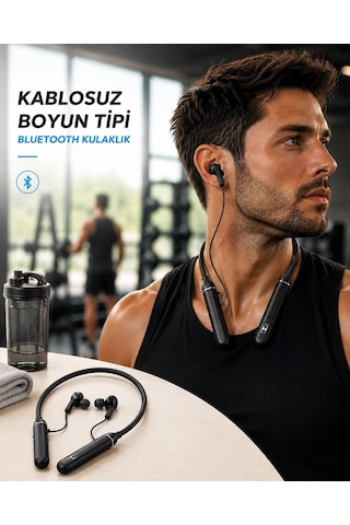 Boyun Tipi Kablosuz Bluetooth Kulaklık Uzun Pil Ömrü Mikrofonlu