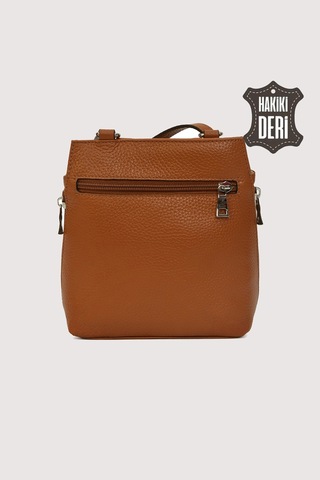 Hakiki Deri Kadın Deri Omuz Çantası Taba Smr562 Taba