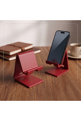 Şarj Kanallı Masaüstü Telefon Standı Kırmızı