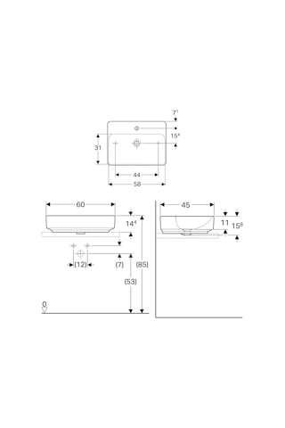 Geberit Variform Çanak Lavabo Dikdörtgen 60 CM 500.780.01.2