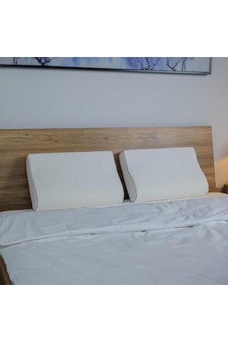 Ortopedik Visco Yastık Boyun Destekli Yastık Aylona Doğal Viskon Kılıflı Visko Yastık 55x35x11-7 Cm Genel