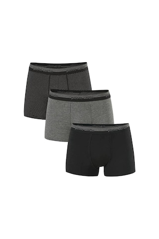 Pierre Cardin Erkek 3'lü Boxer Çizgili/düz Siyah