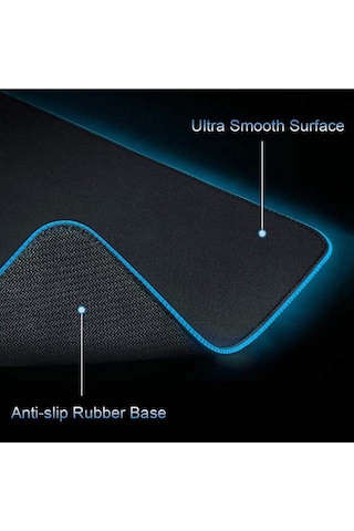 Unico Rgb Led Işıklı Baskısız Siyah Gaming Mouse Pad 35 X 30Cm