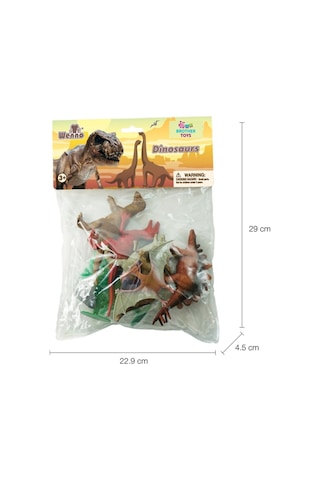 Poşetli 10 Parça Dinozor Dinazor Seti 16 Cm. Trex, Triceraptor, Pterodactyl, Velociraptor