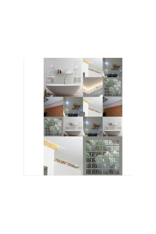 Labirent Bordür 60 Adet 7x7 Plexi Dekoratif Ayna Altın Antre Bord Altın
