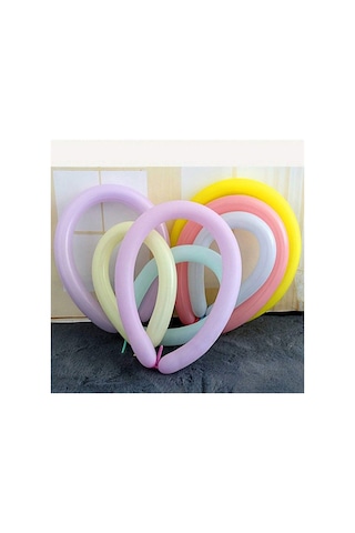 Pastel Renkli Sosis Balon 20 Adet Çok Renkli