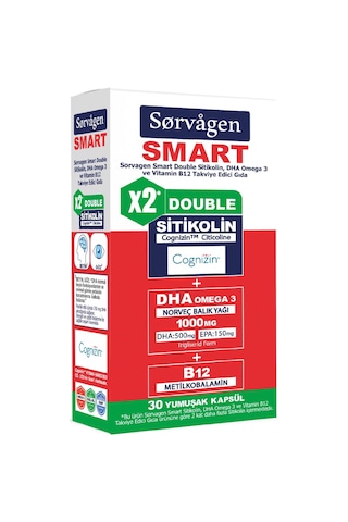 Sorvagen Smart Sitikolin 250 Mg Dha Omega 3 ve B12 30 Kapsül