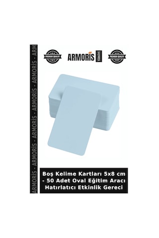 Boş Kelime Kartları 5x8 Cm - 50 Adet Oval Eğitim Aracı Hatırlatıcı Etkinlik Gereci