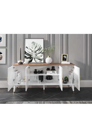 Kznhome Yağmur Çok Amaçlı Modern Konsol - Cevizbeyaz Tamamı 1. Kalite Mdf
