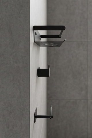 Zift Unique Yapışkanlı Banyo Aksesuar Seti , Paslanmaz Çelik Tuvalet Banyo Havlu Askısı , Raf , Stand Siyah