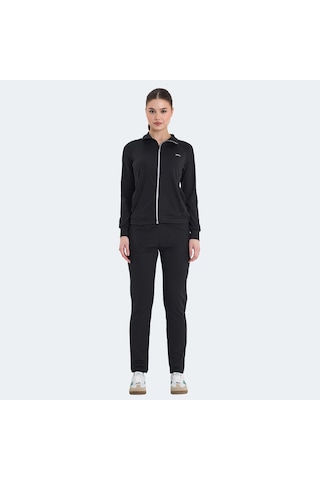 Slazenger REFER Kadın Fermuarlı Dik Yaka Cepli Siyah Eşofman Takımı