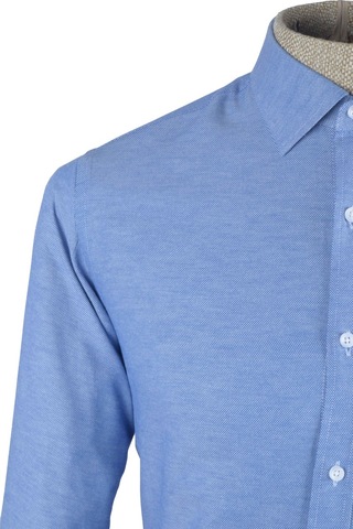 Cengiz İnler Standart Yaka Dokulu Cepsiz Slim Fit Erkek Gömlek 001