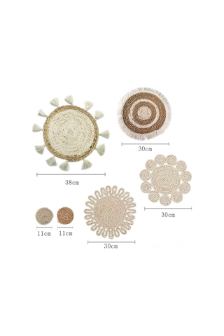 Geeroyoo Doğal Malzeme El Dokuma Bohem Dekoratif Duvar Sepetleri Seti - 6 Parça, Ev Dekoru, Salon, Giriş, Balkon Bohem Stil Duvar Aksesuarı
