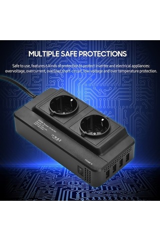 Besthome1 Araba Çakmaklığı Usb Invertör - 220v Ac 200w 12v Dc Dönüşüm Siyah Anahtarlı