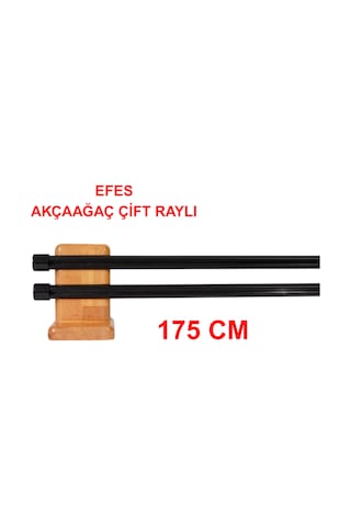 Efes Ahşap Başlıklı Alüminyum Kanallı ''çift Raylı'' Modern Rustik-akçaağaç 175 Cm Akçaağaç