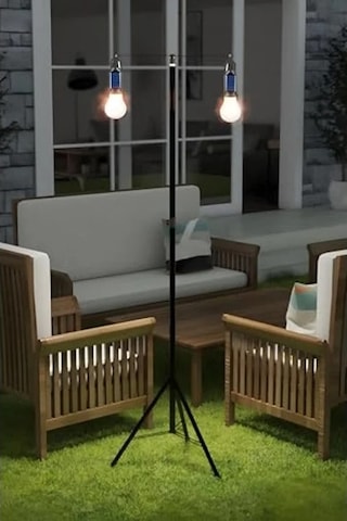 2 Lambalı Şarjlı Led Solar Işıldak, Su Geçirmez Tasarım Açık Lacivert