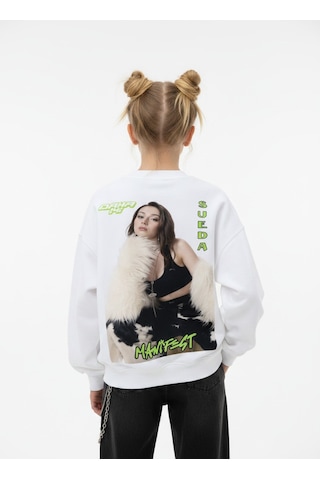 Seabubbles Manifest Sueda Kız Çocuk Sweatshirt BEYAZ