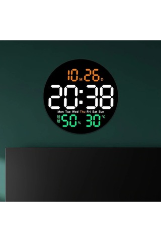 Springsun "sessiz Dijital Duvar Saati - Uzaktan Kumandalı, Sıcaklık Ve Nem Göstergeli" ÇOk Renkli
