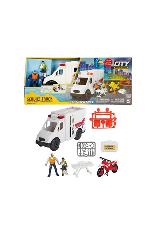 Sesli Ve Işıklı City Mission Şehir Araçları Oyun Seti 24 Cm Ambulans Ve Geri Dönüşüm Araçlı Figürl Çok Renkli