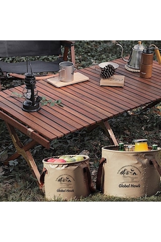 Prestigegoods 10l Katlanabilir Piknik Kamp Yiyecek Çantası Pvc Haki Halin At6658-10 Haki