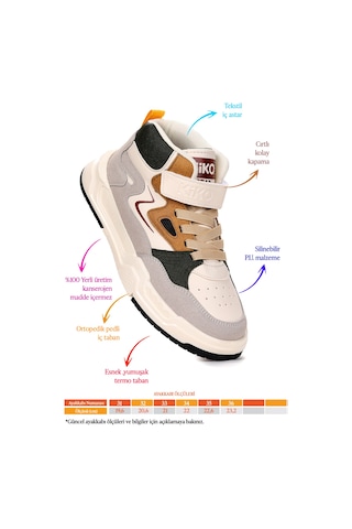Kiko Kids Hayka-3 Cırtlı Erkek Çocuk Spor Ayakkabı Krem - Haki Krem - Haki