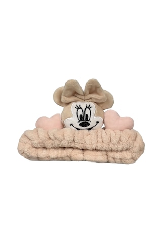 Minnie Mouse Peluş Bandana Makyaj Spa Saç Bandı Krem Krem
