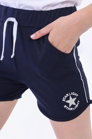 Toontoy Kız Çocuk Yıldız Arma Nakışlı Şort Lacivert