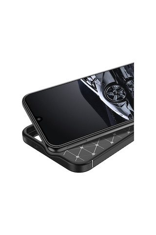 Samsung Galaxy Uyumlu A14 Kılıf Negro Karbon Kamera Korumalı Silikon Lüx