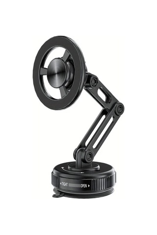 Siyah Yükseltilmiş 360 Dönen Manyetik Araba Telefon Tutucu - Tüm Modellere Uygun, Katlanabilir Teleskopik Telefon Tutucu - Alaşım Malzeme