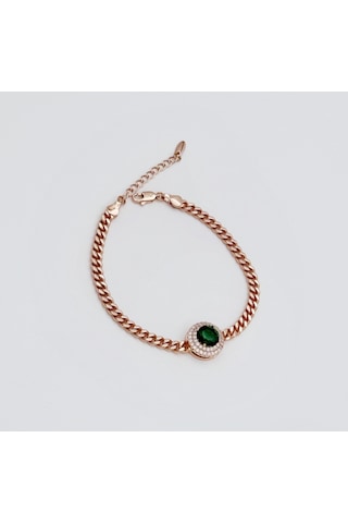 18k Rose Gold Plated Green Glow Bileklik Gold 18k Rose Gold Plated Green Glow Bileklik Gold