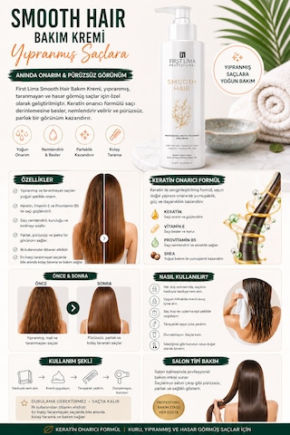 Kabarma Karşıtı Saç Kremi Anında Yumuşatma Elektriklenme Önleyici Durulanmayan Smooth Hair Krem 200 Ml