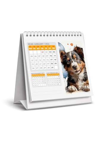 2026 Köpek Color Masa Takvimi-16x15 Cm