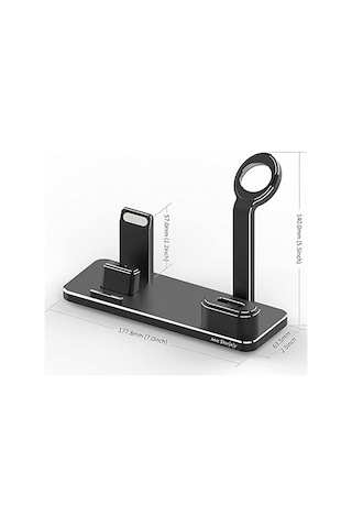 3'ü 1 Arada İphone & Watch & Apple AirPods Şarj Standı Uyumlu Metal Çoklu Şarj İstasyonu, 20 W Adaptörlü