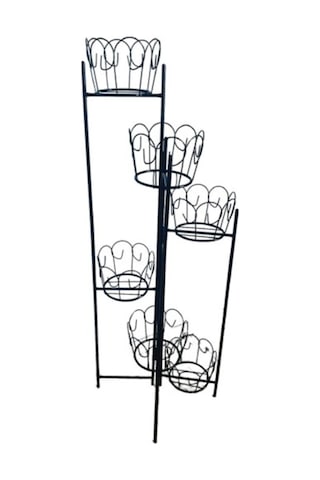 Dekoratif Metal Ferforje 5 Katlı Saksılık -Çiçeklik