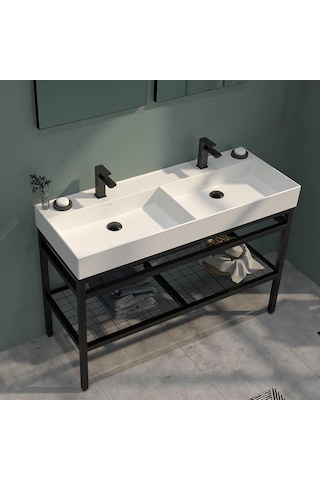 Orka Capetown 120 Takım Beyaz Lavabo Mat Sıyah 5003247 Diğer