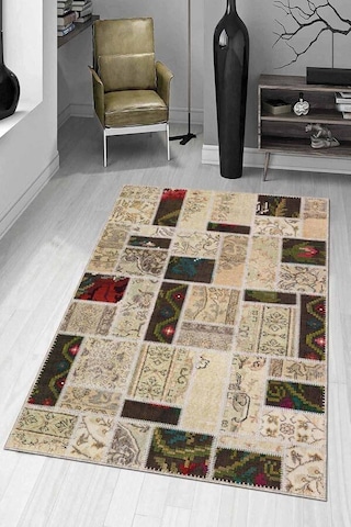 Renkli Kaymaz Tabanlı Yıkanır Patchwork Mutfak Halısı Ar1060n11 Çok Renkli