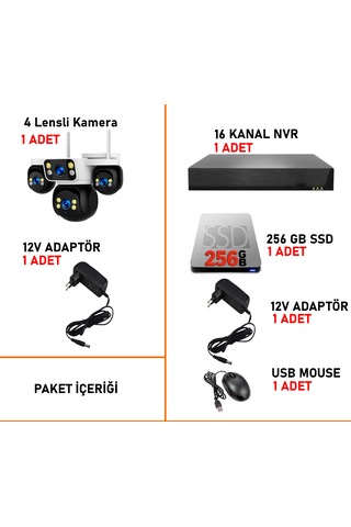Hieasy 4 Kameralı 8mp Nvr Güvenlik Seti 256gb Ssd Dahil 4k Aov Ptz Kontrol H.265+ 7/24 Kayıt