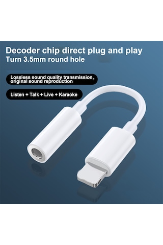 Mufunye Lightning'den 3.5mm'ye Ses Adaptörü - Telefon Ve Kulaklık Arası Hızlı Ses Transferi, Plug & Play, Dayanıklı Tpe Malzeme