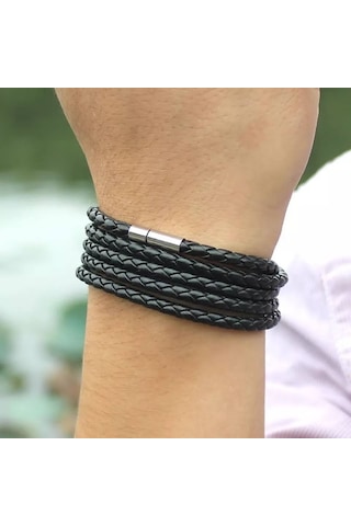 Gogoey Dbg9494 Erkek Deri Bileklik Siyah Çok Renkli