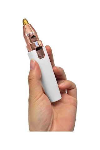 Thentech Şarj Edilebilir Mini Seyahat Tipi Kaş Tüy Alıcı Mini Kıl Alma Aleti Şarjlı Epilasyon Aleti Işıklı Beyaz