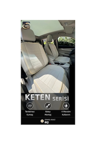 Byd Dolphin 2024-2026 Ön Ve Arka Koltuk Terletmez Dolgulu Keten Koltuk Minder / Kılıf Set Bej