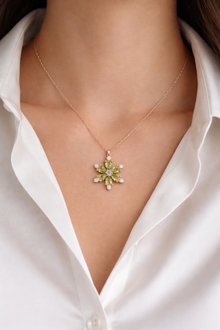Çekirdekjewelry 925 Ayar Gümüş Zeytinyağı Taşlı Kamelya Çiçeği Kolye Rose