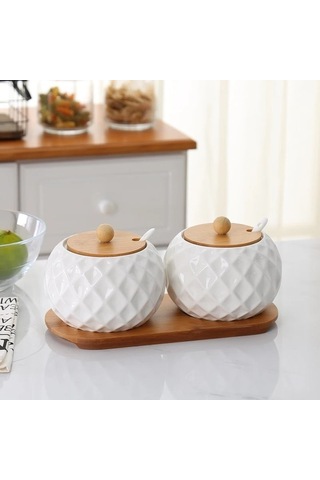 Westworld Ahşap I Seramik Şekerlik Biber Depolama Kavanoz Ev Dekor S