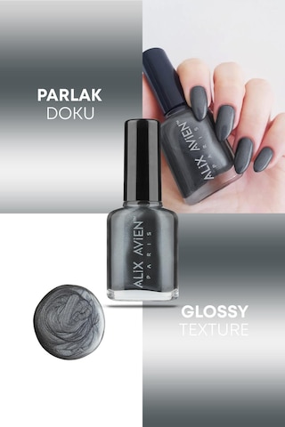 Alix Avien Sedefli Gri Oje 35 Yüksek Pigmentli Uzun Süreli Kalıcılık Hızlı Kuruma Nail Lacquer 35